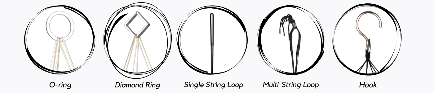 O-ring, Diamond Ring, Single String Loop, Multi-String Loop, Hook
