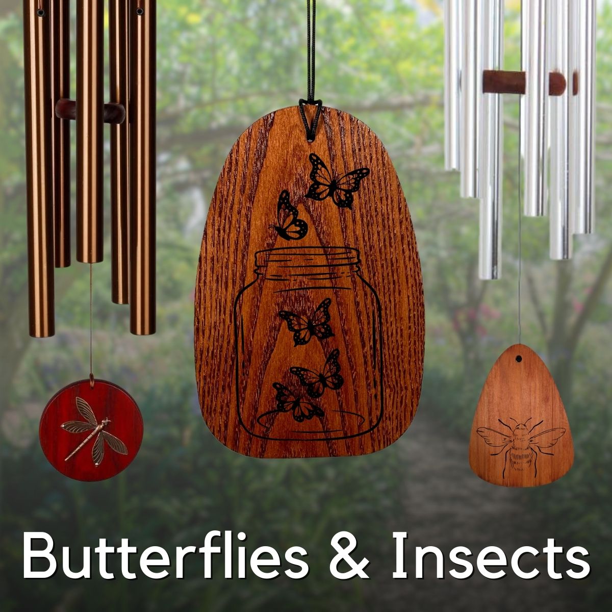 Butterflies and Insect Themed Wind Chimes | Custom Engraving