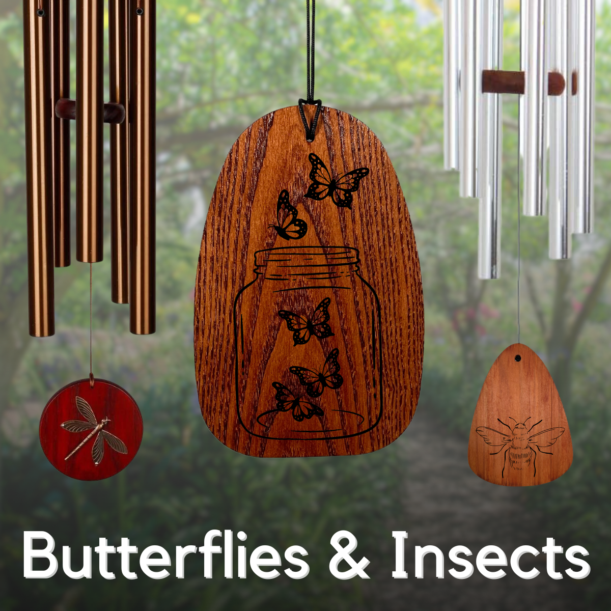 Butterflies and Insect Themed Wind Chimes | Custom Engraving