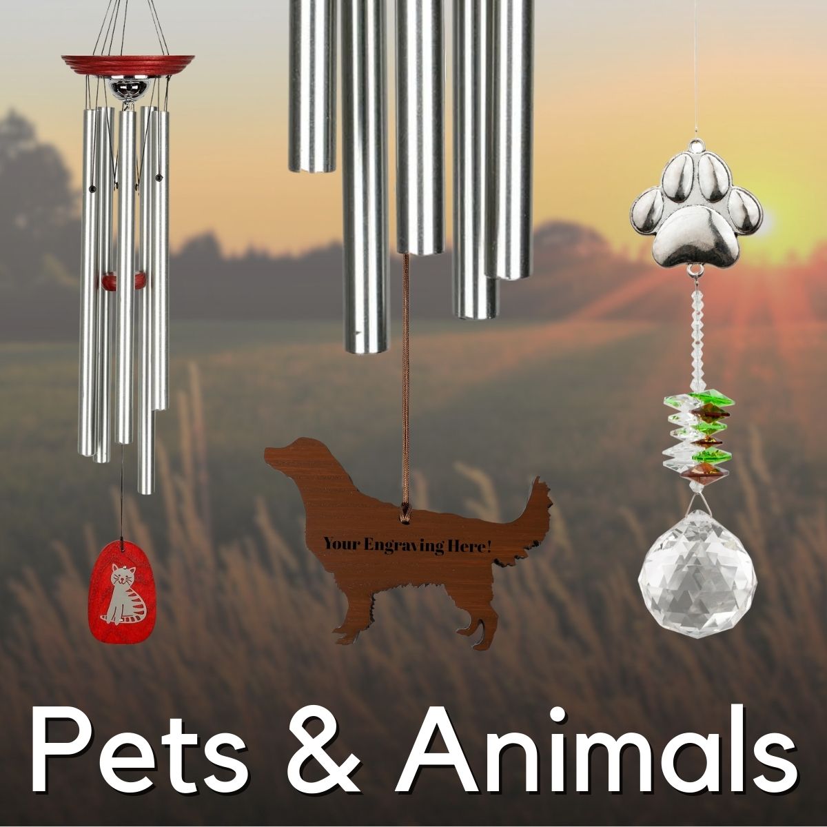 Engraved Memorial Gift | Pet Wind Chimes | Choose Your Breed