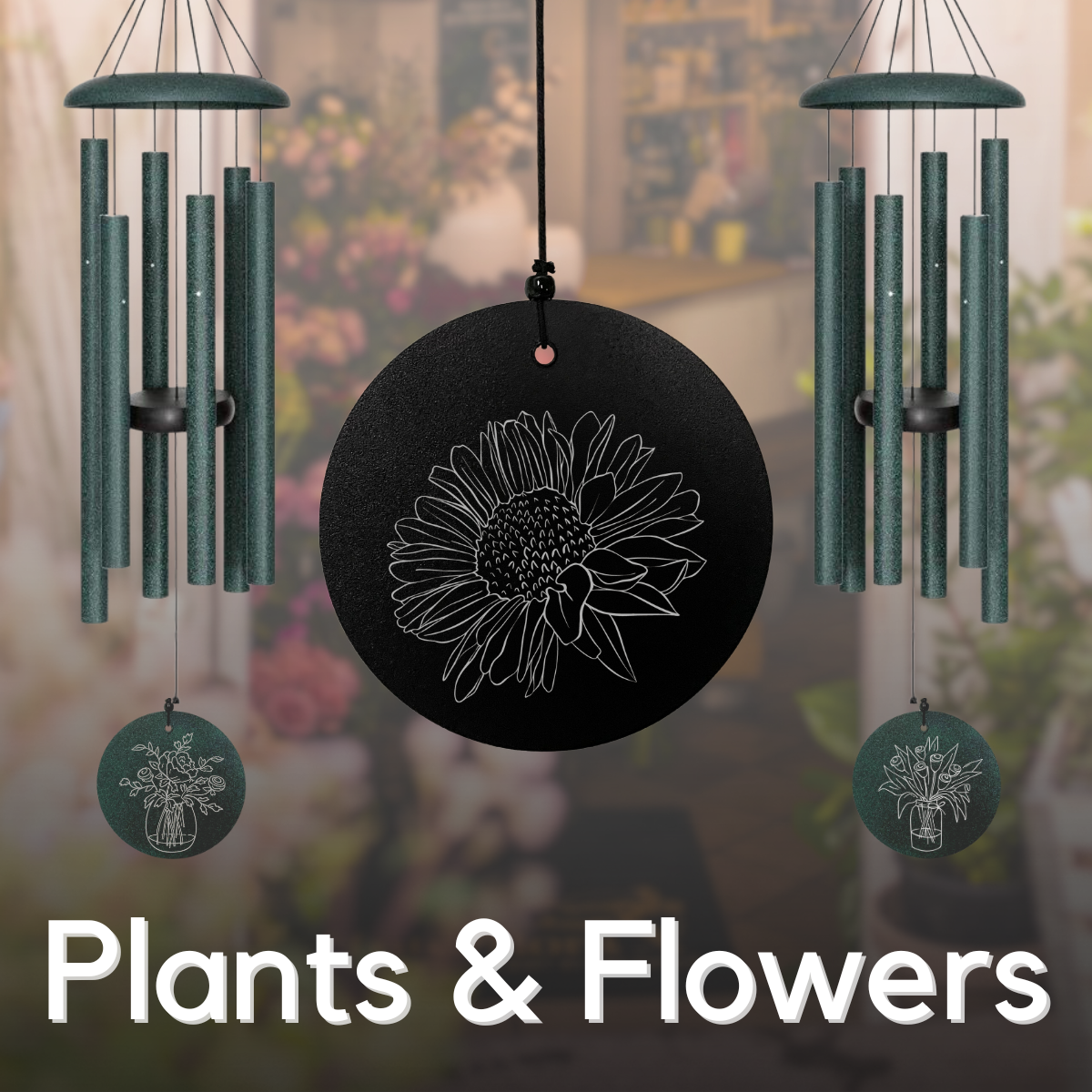 Shop Custom Wind Chimes | Engraved Flowers & Plant Designs