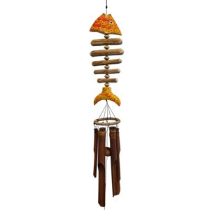 Handcrafted Yellow Koi Bone Fish Bamboo Wind Chime