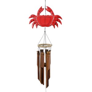 Handcrafted Red Crab Bamboo Wind Chime