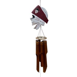 Handcrafted Red Pirate Head Bamboo Wind Chime