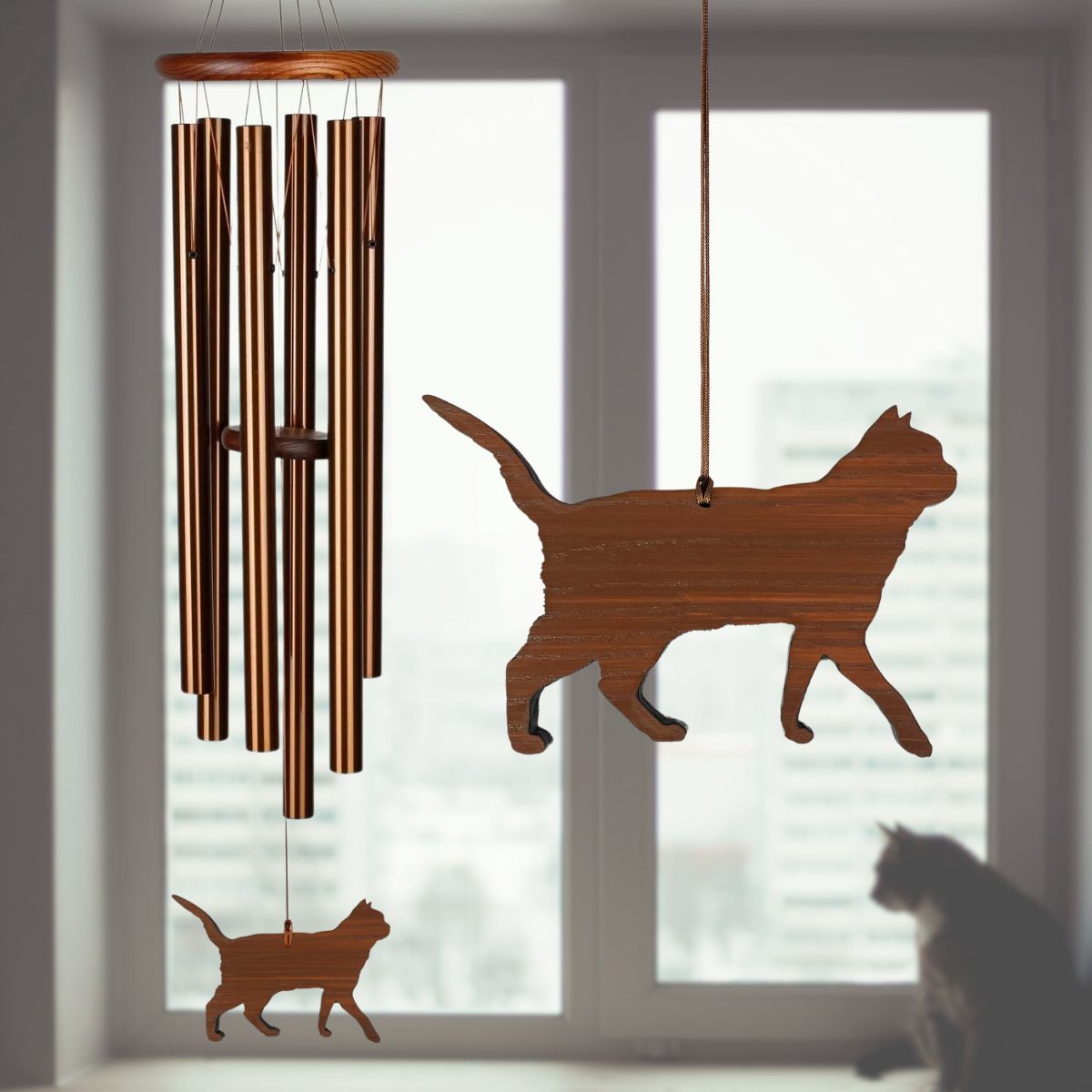 Amazing Grace 40 Inch  Bronze Wind Chime - Engravable Cat Sail