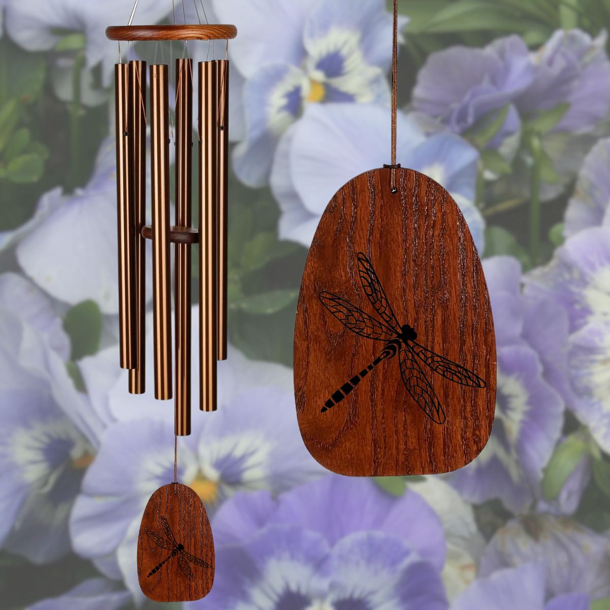 Amazing Grace Bronze 40 Inch Wind Chime - Engravable Dragonfly Sail