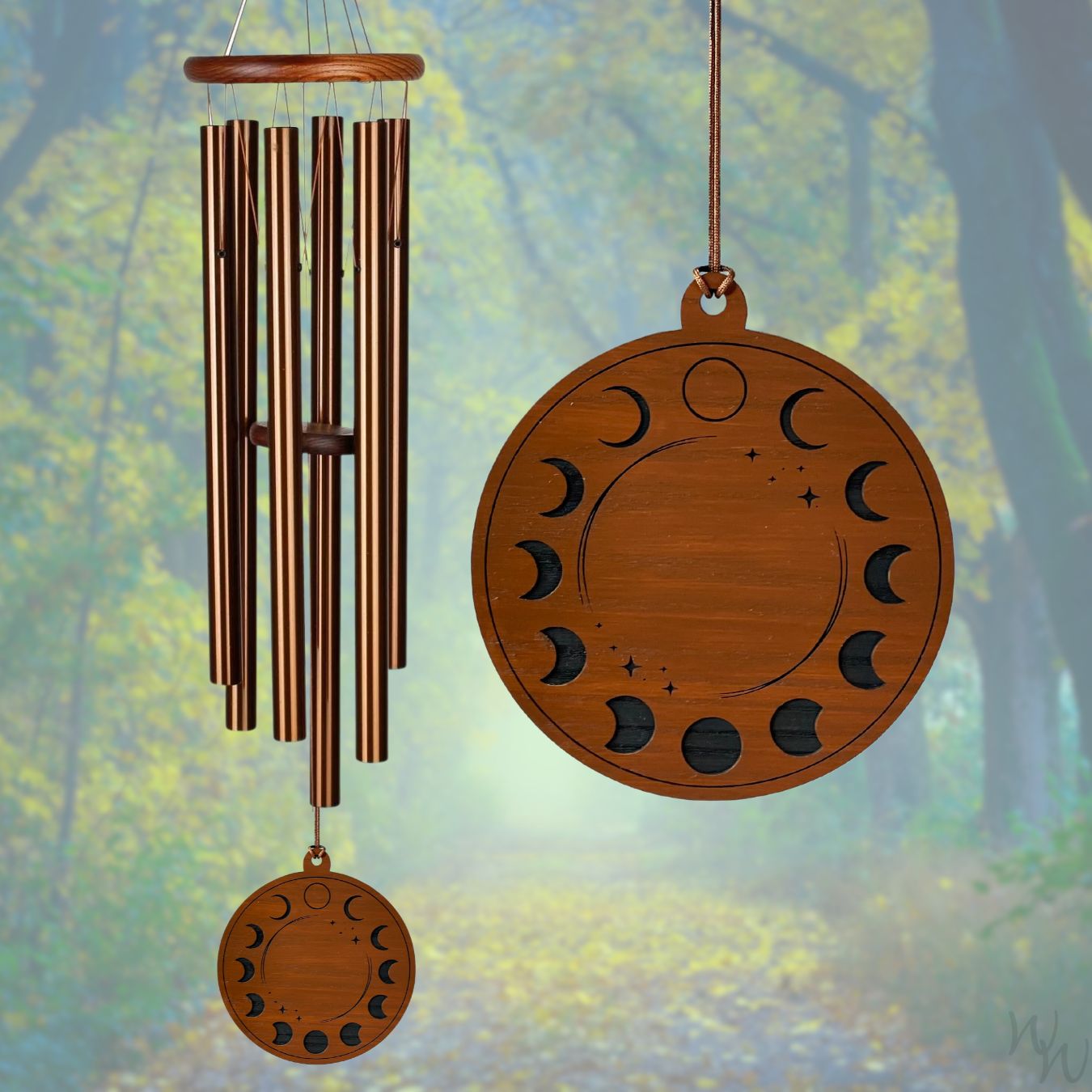 Amazing Grace Bronze 40 Inch Wind Chime - Engravable Moon Phases Sail