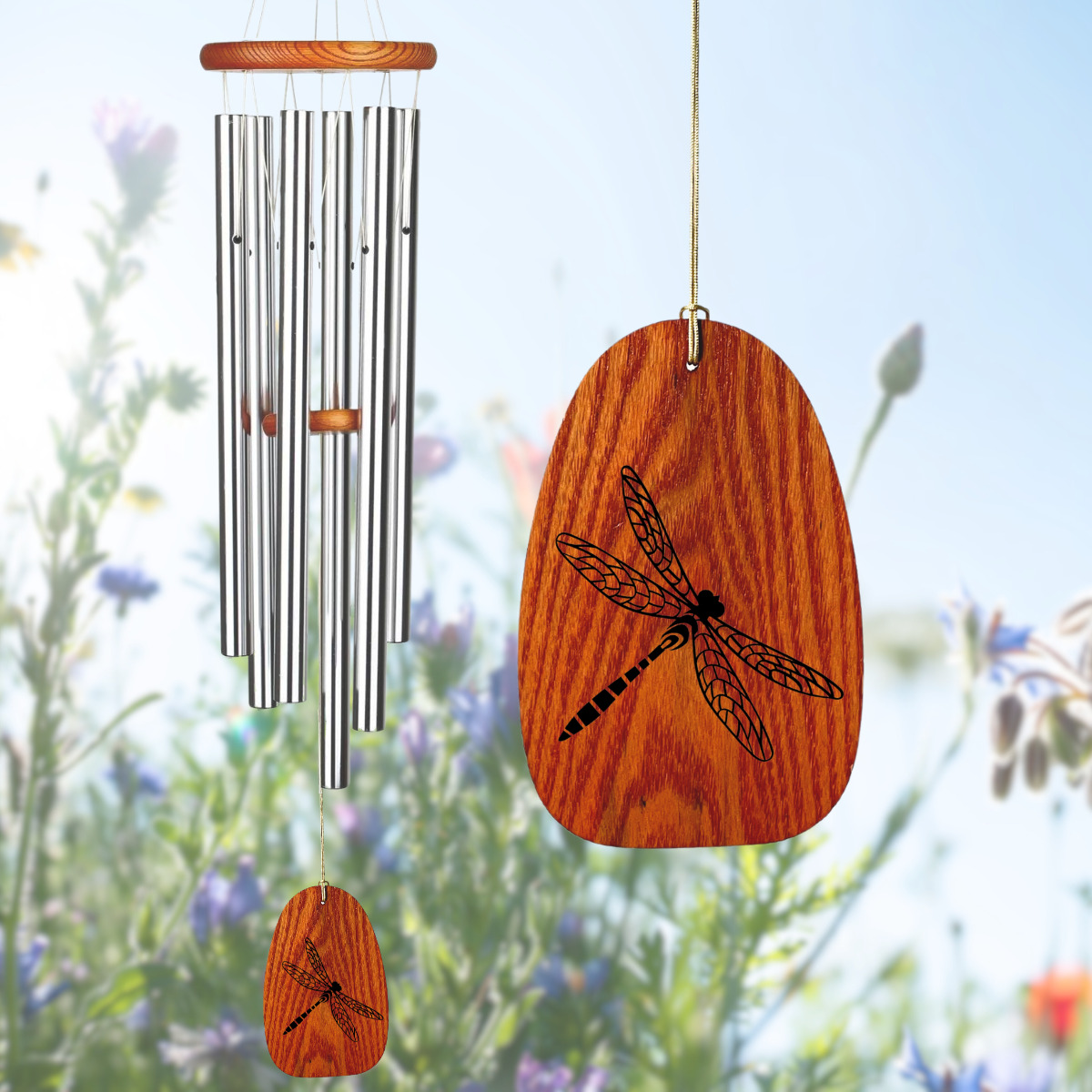 Amazing Grace 40 Inch Wind Chime - Engravable Dragonfly Sail