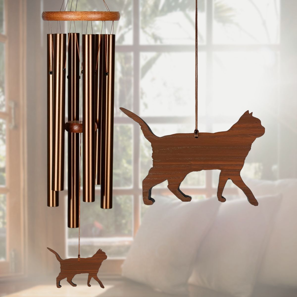 Amazing Grace 25 Inch  Bronze Wind Chime - Engravable Cat Sail