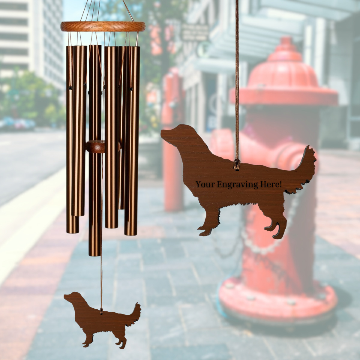 Amazing Grace 25 Inch  Bronze Wind Chime - Engravable Dog Sail