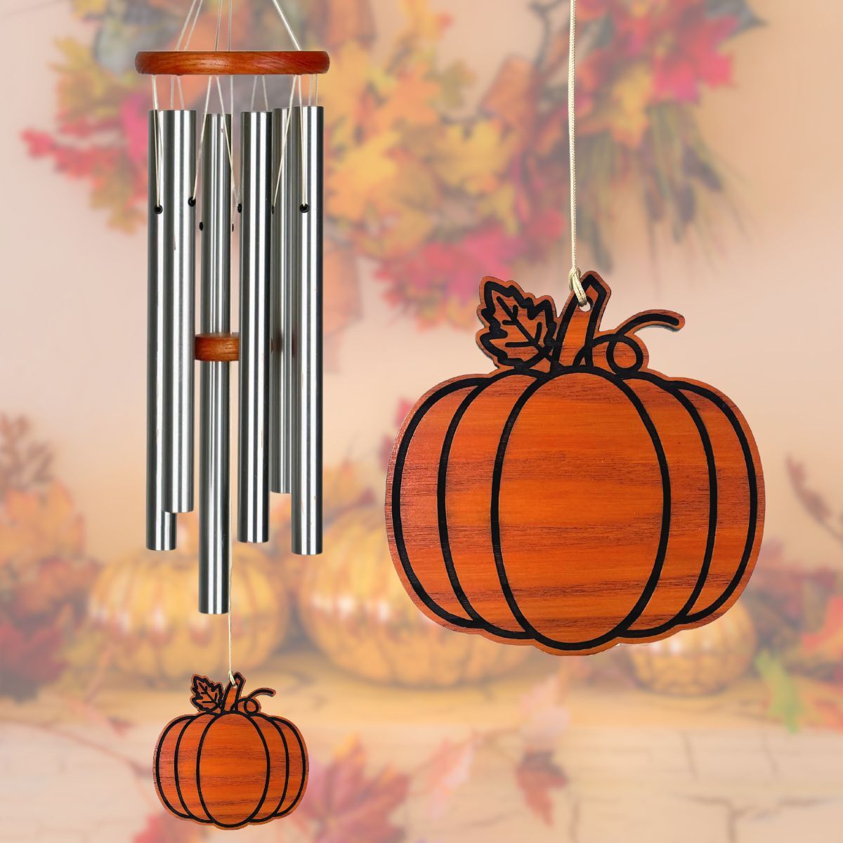 Amazing Grace 25 Inch Silver Wind Chime - Engravable Pumpkin Sail