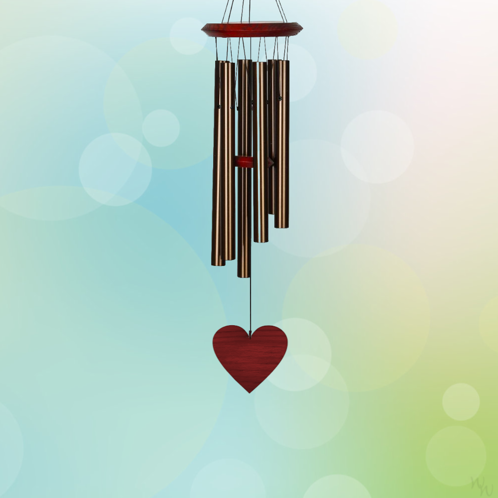 27 Inch Chimes of Pluto Wind Chime - Bronze - Heart