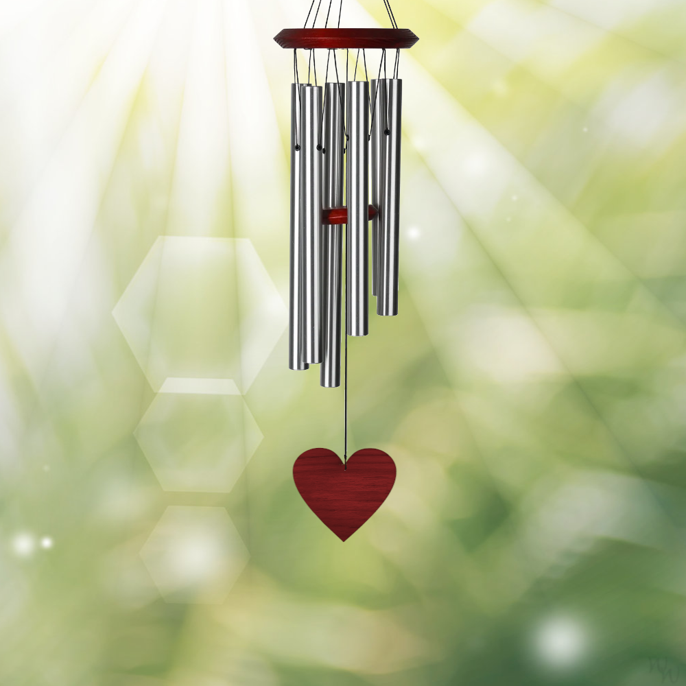 27 Inch Chimes of Pluto Wind Chime - Silver - Heart