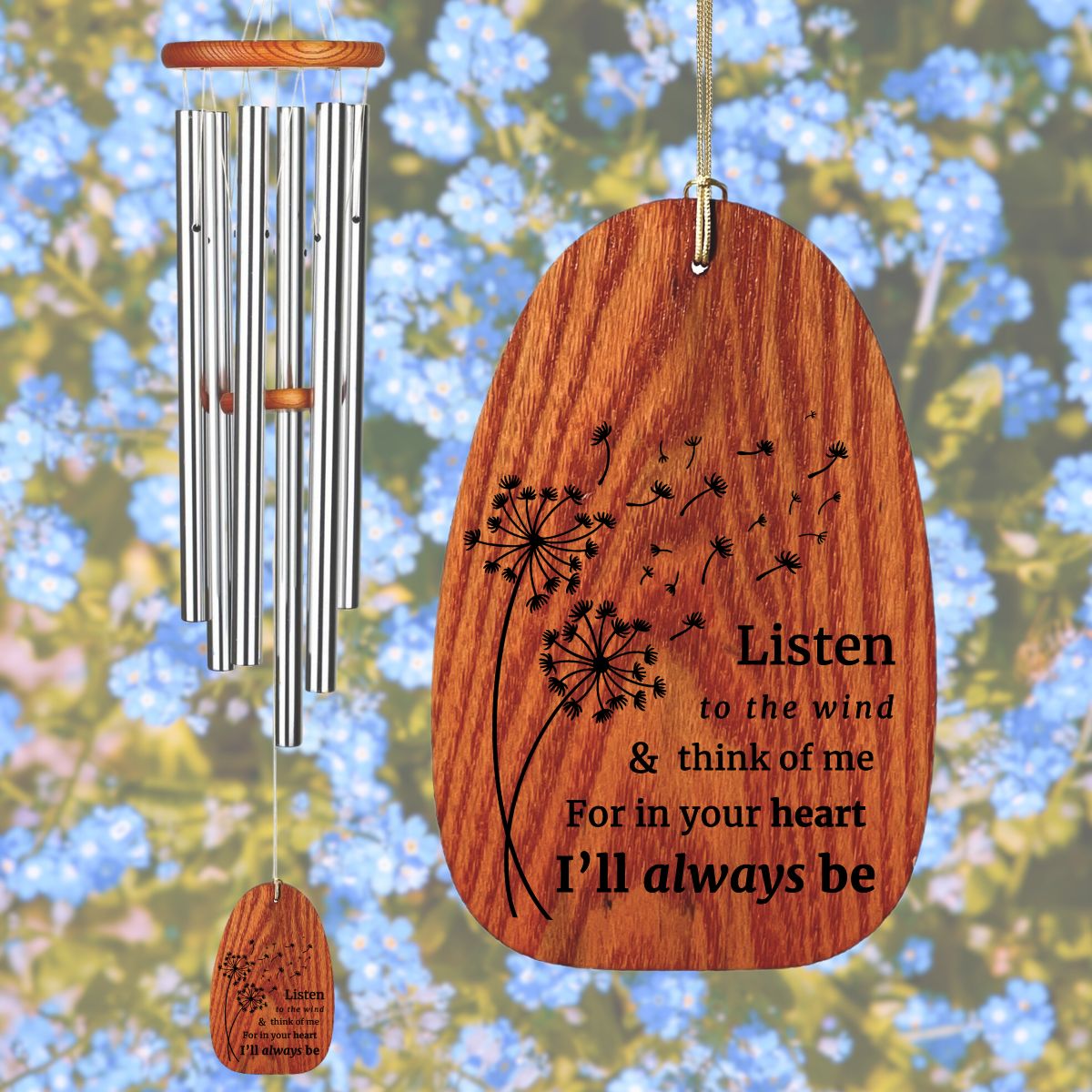 Amazing Grace Silver 40 Inch Wind Chime - Dandelion