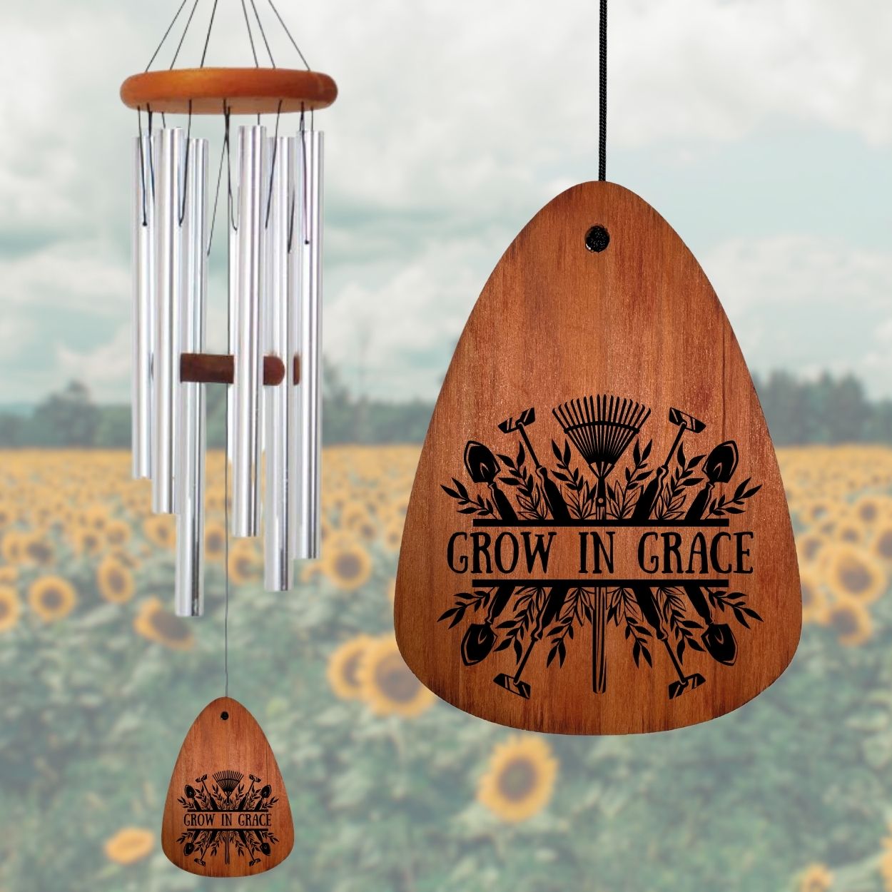 Festival Silver 28-inch Wind Chime - Grow in Grace