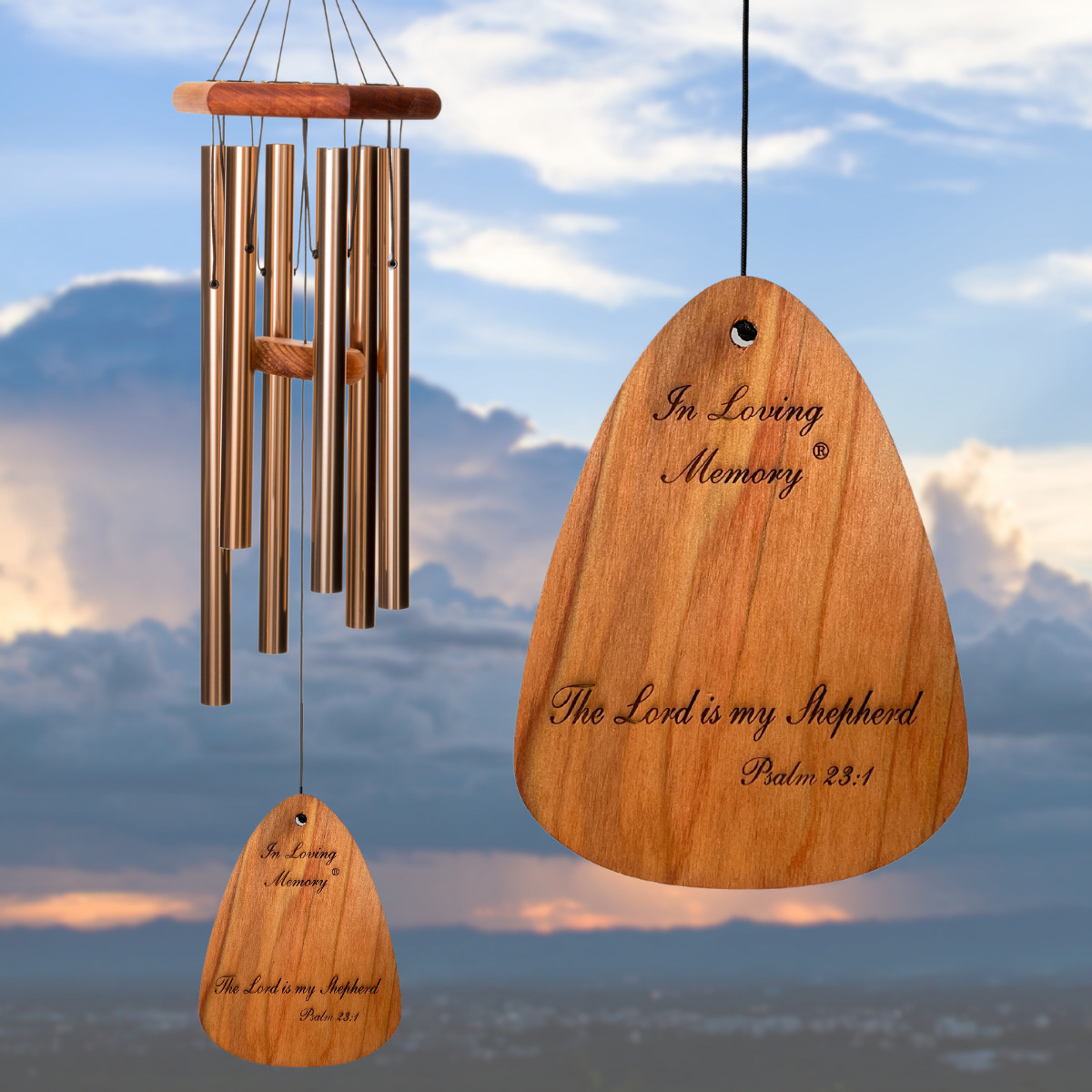 In Loving Memory 30 Inch Windchime - The Lord is my Shepherd... in Bronze