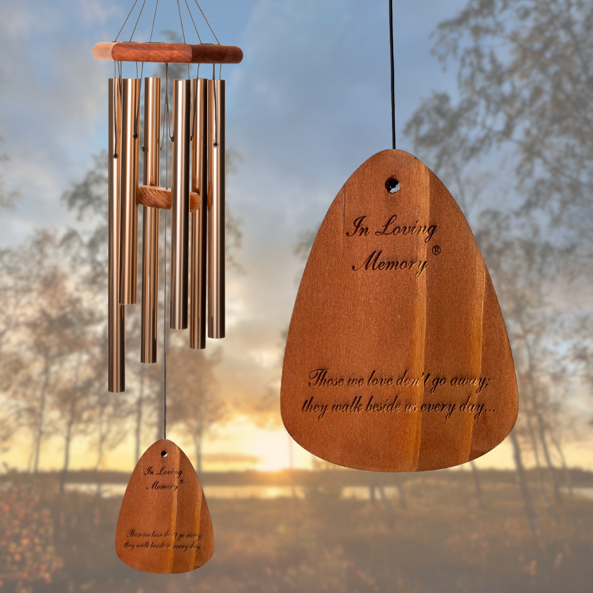 In Loving Memory 30 Inch Windchime - Those we love don't go away... in Bronze