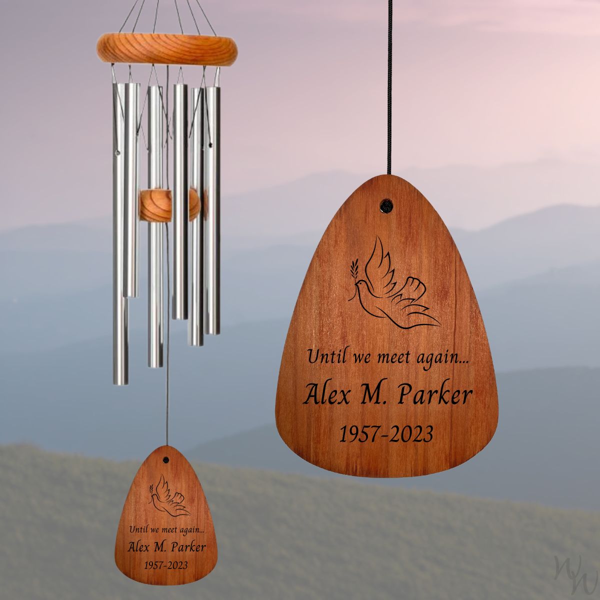 In Loving Memory 30 Inch Windchime - The Lord is my Shepherd... in Silver - Dove