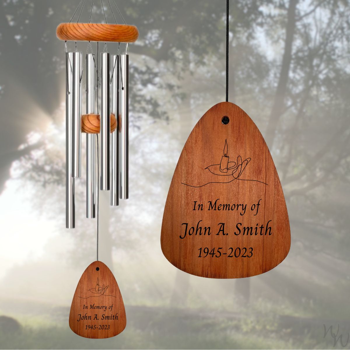 In Loving Memory 30 Inch Windchime - I am with you always... in Silver - Memorial Candle