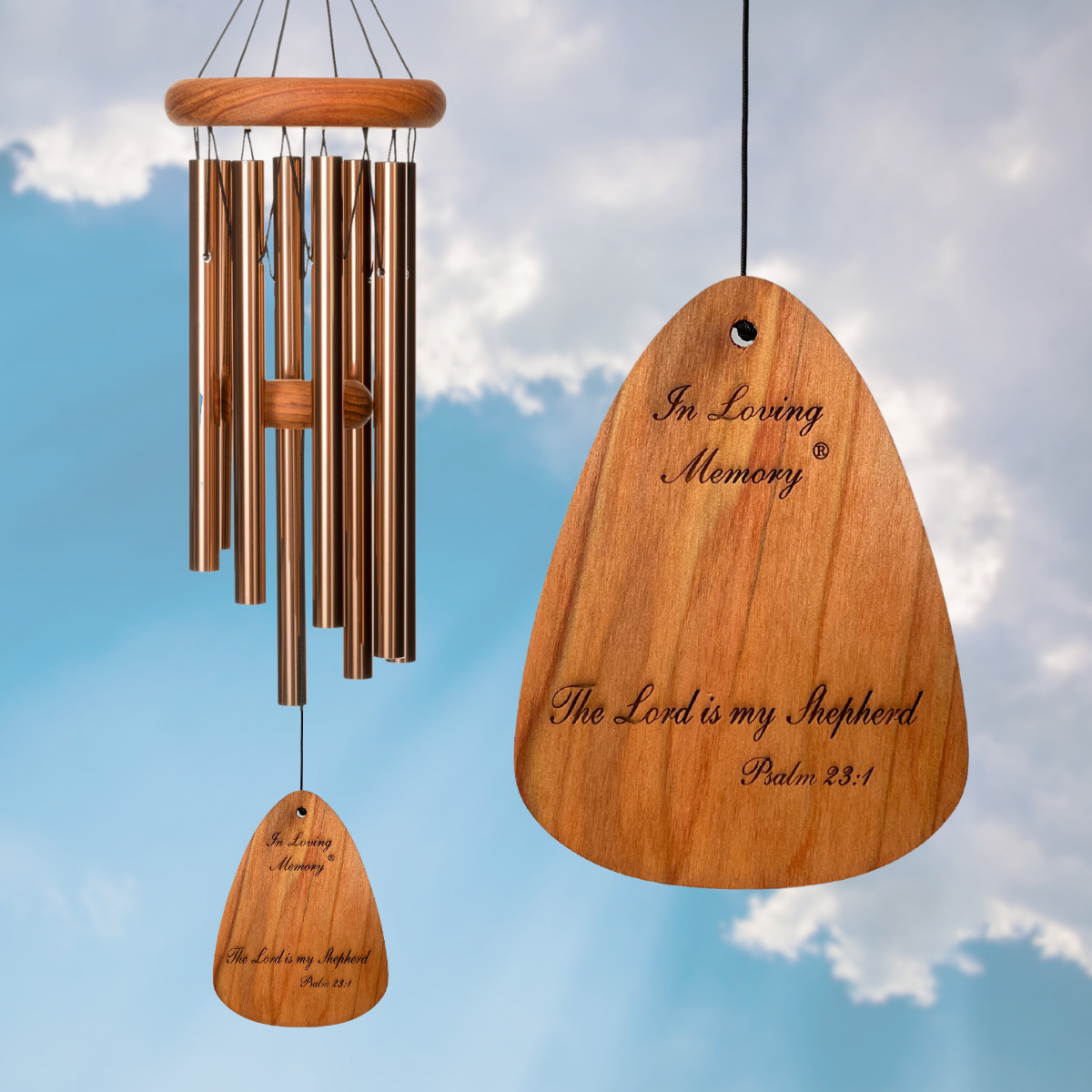 In Loving Memory 24 Inch Windchime - The Lord is my Shepherd... in Bronze