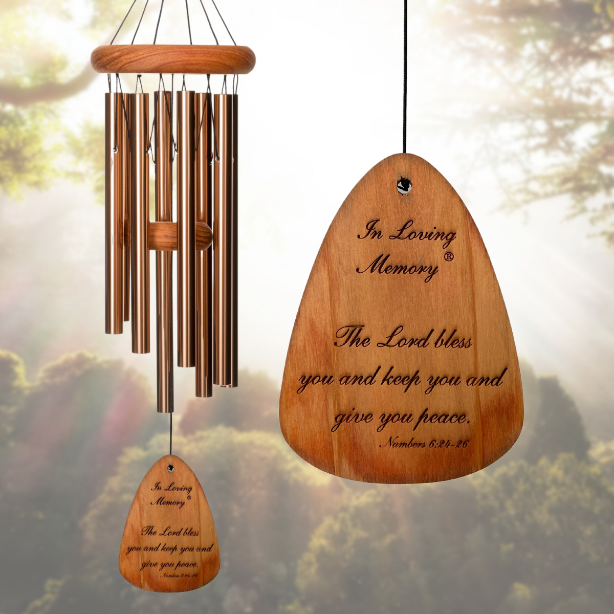 In Loving Memory 24 Inch Windchime - The Lord bless you.. in Bronze