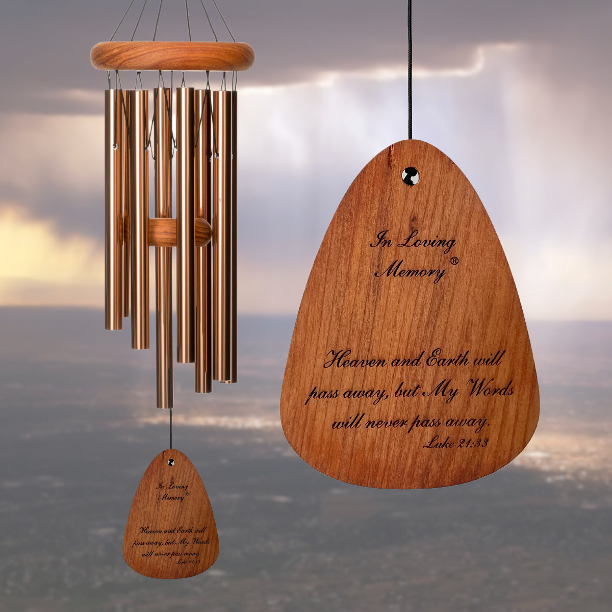 In Loving Memory 24 Inch Windchime - My Words will never pass away... in Bronze