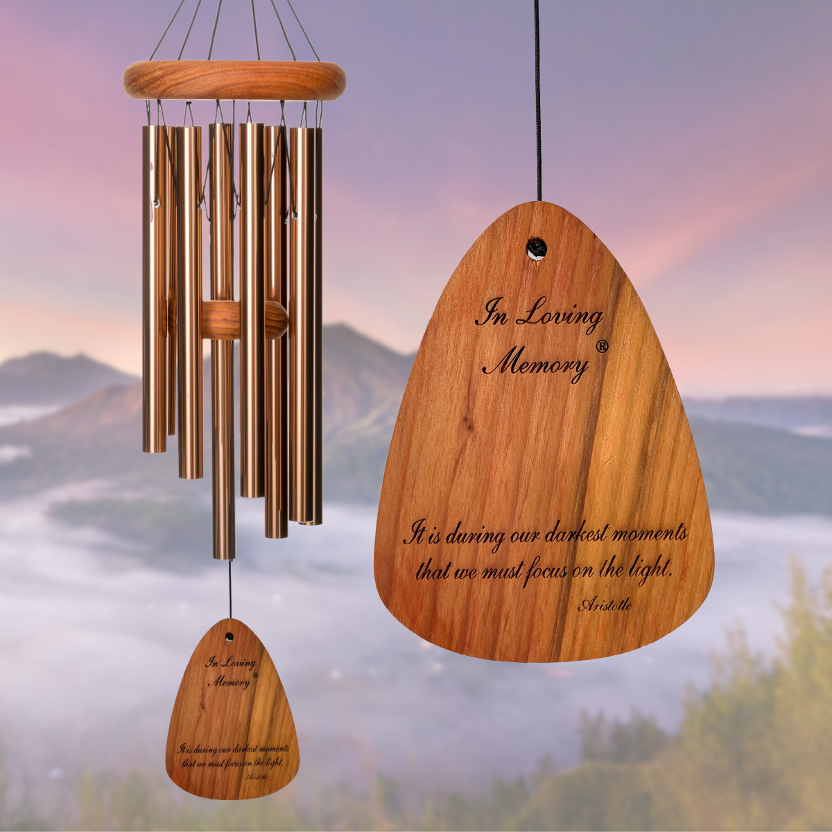 In Loving Memory 24 Inch Windchime - It is during our darkest moments... in Bronze