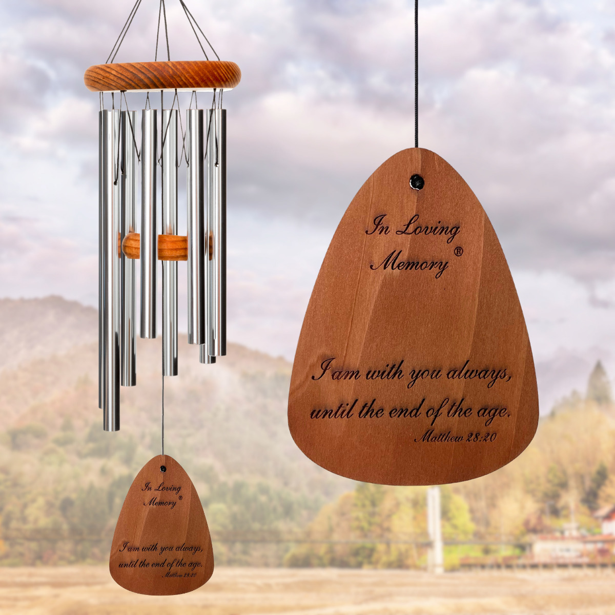 In Loving Memory 24 Inch Windchime - I am with you always... in Silver