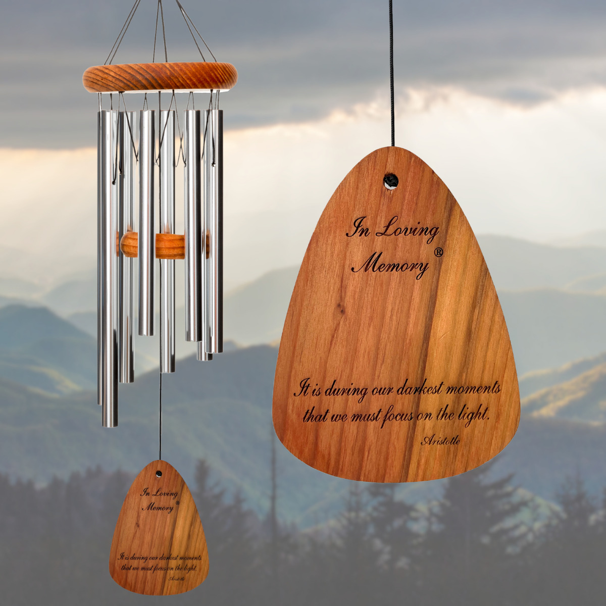 In Loving Memory 24 Inch Windchime - It is during our darkest moments... in Bronze