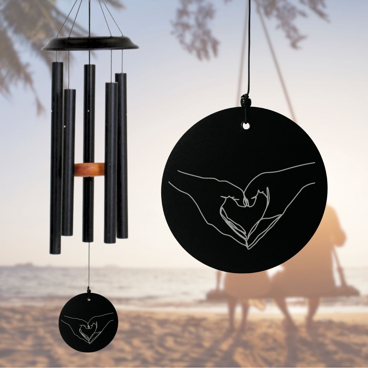 Shenandoah Melodies 29 Inch Black Chime - Hand Heart