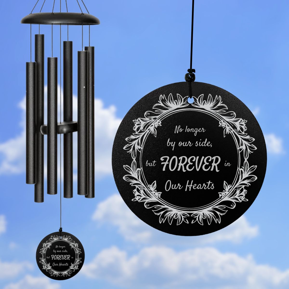 Corinthian Bells 27 Inch Black Wind Chime - Forever in Our Hearts