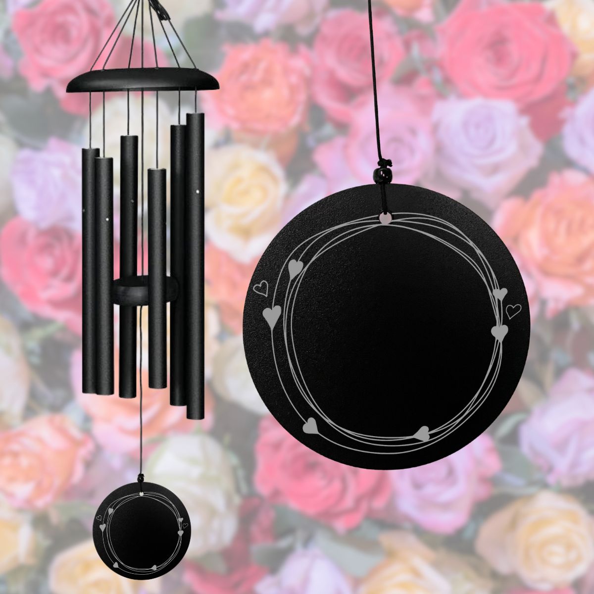 Corinthian Bells 27 Inch Black Wind Chime - Sweetheart Circle