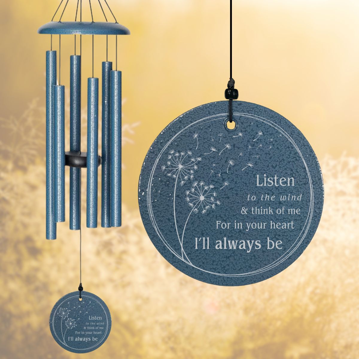 Corinthian Bells 27 Inch Sky Blue Wind Chime - Dandelion