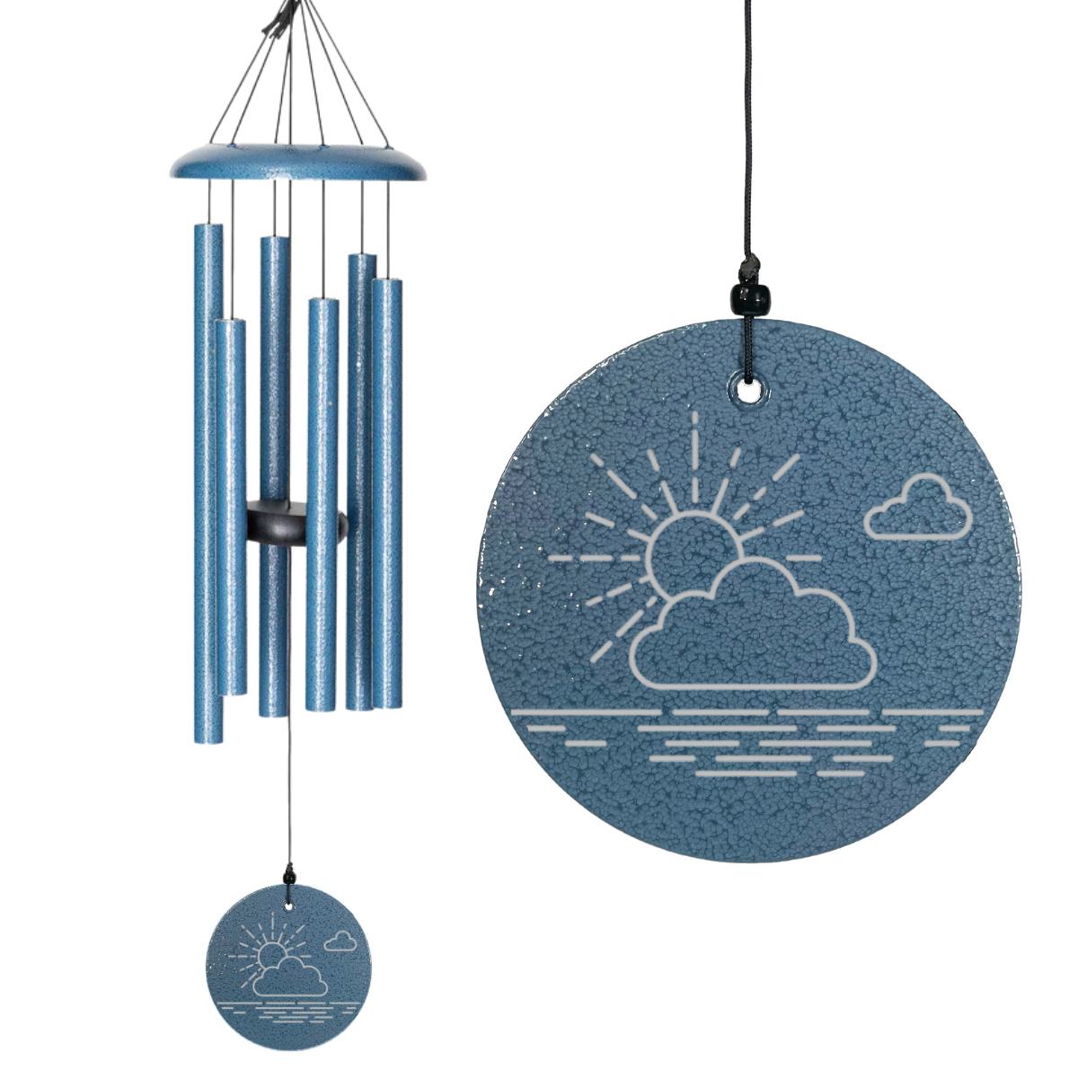 Corinthian Bells 27 Inch Sky Blue Wind Chime - Sunny Clouds