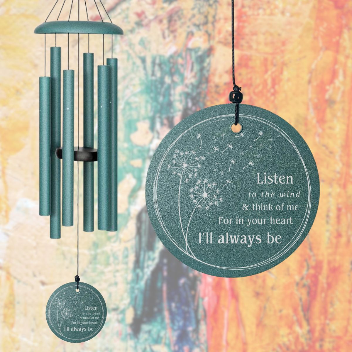 Corinthian Bells 30 Inch Patina Green Wind Chime - Dandelion