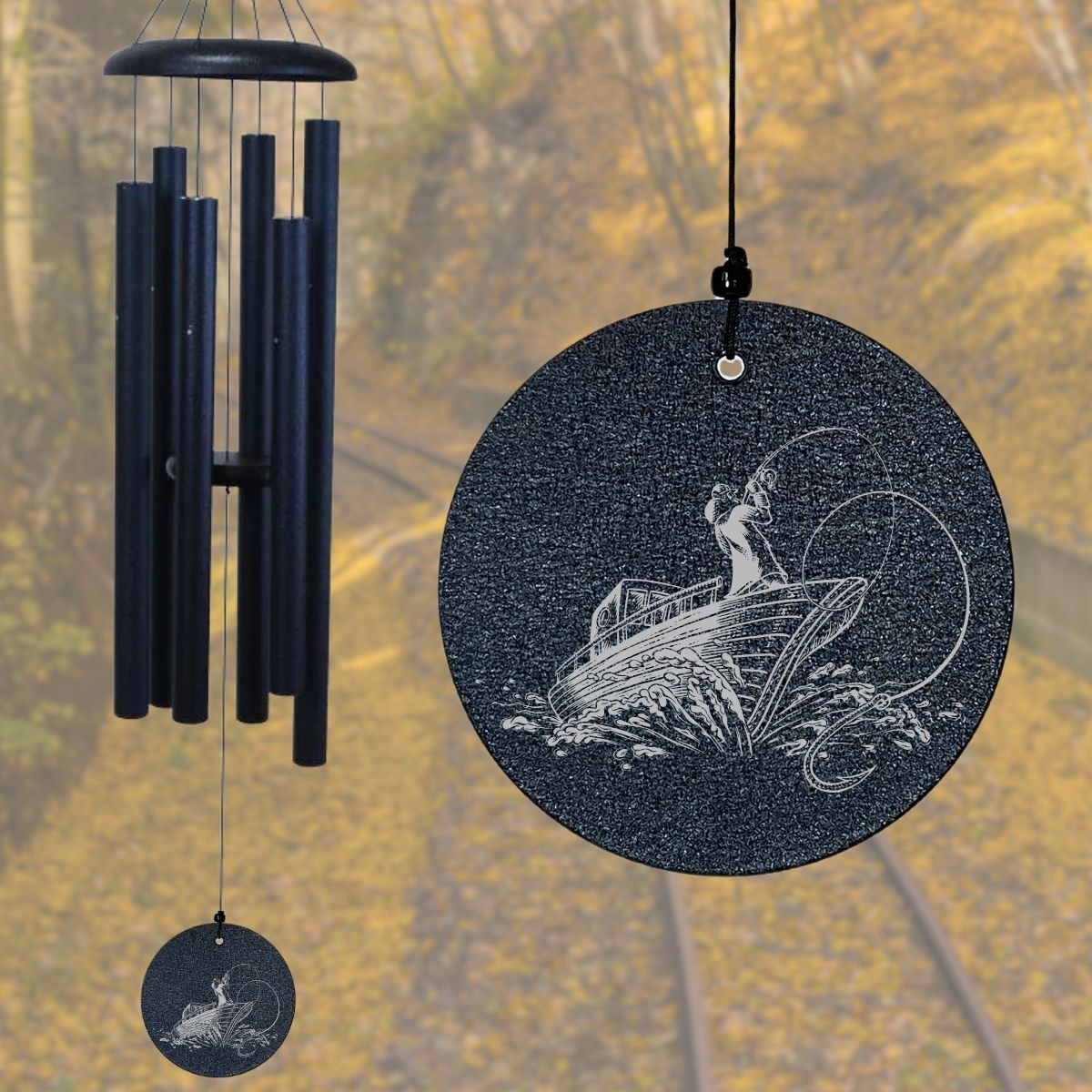 Corinthian Bells 44 Inch Midnight Blue Wind Chime - Fly Fishing