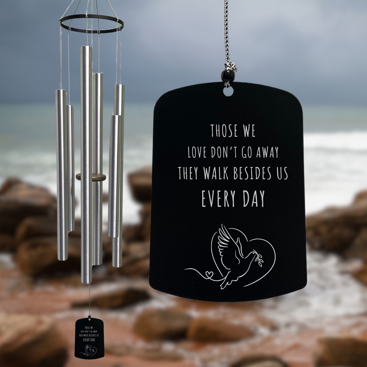 Premium Amazing Grace 55 Inch Wind Chime - Dove - Those We Love Don't Go Away