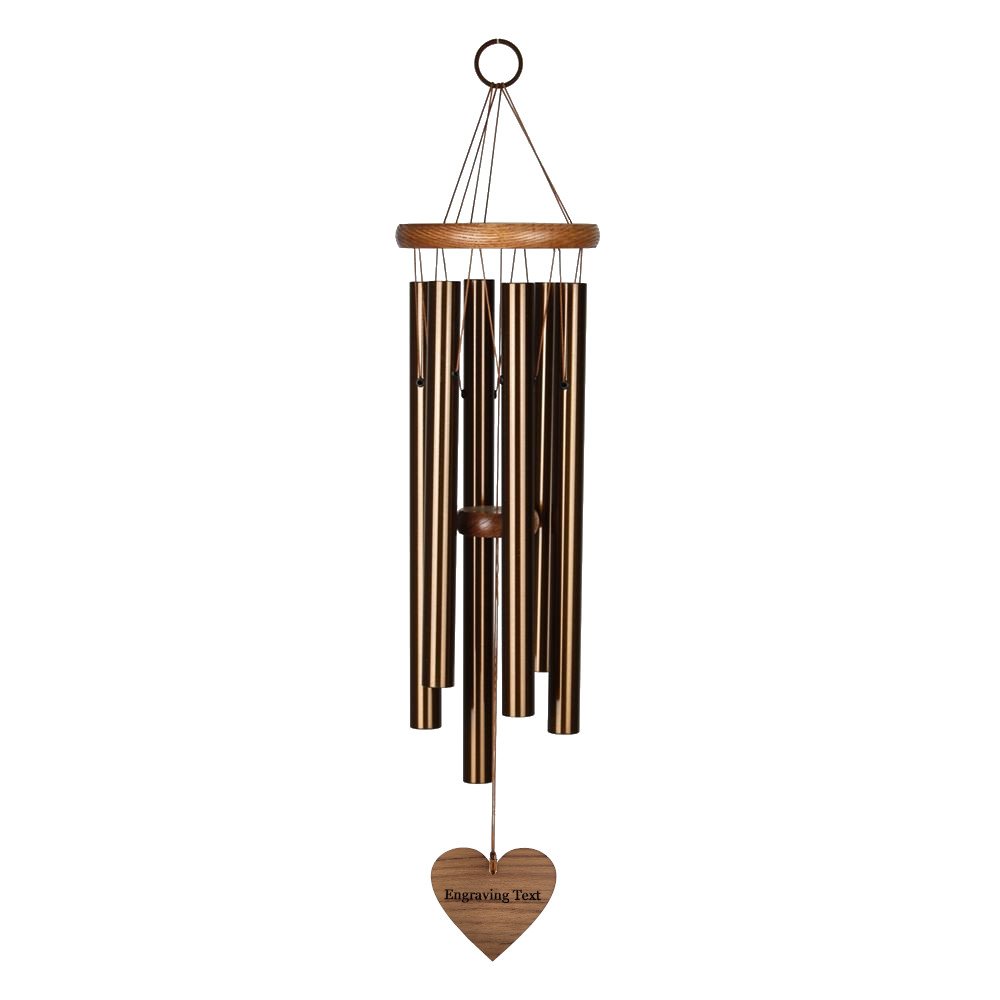 Amazing Grace Bronze 40 Inch Wind Chime - Engravable Heart Sail