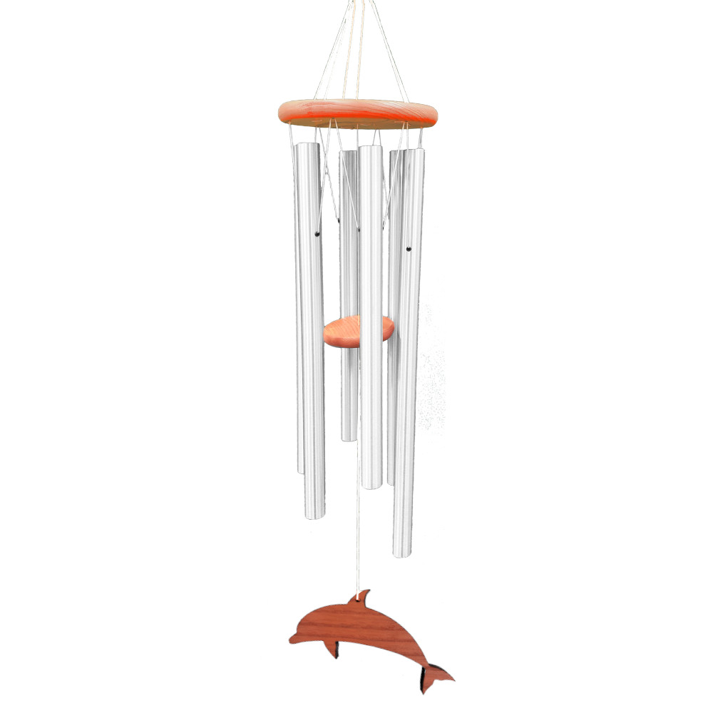 Amazing Grace Silver 40 Inch Wind Chime - Engravable Dolphin Sail