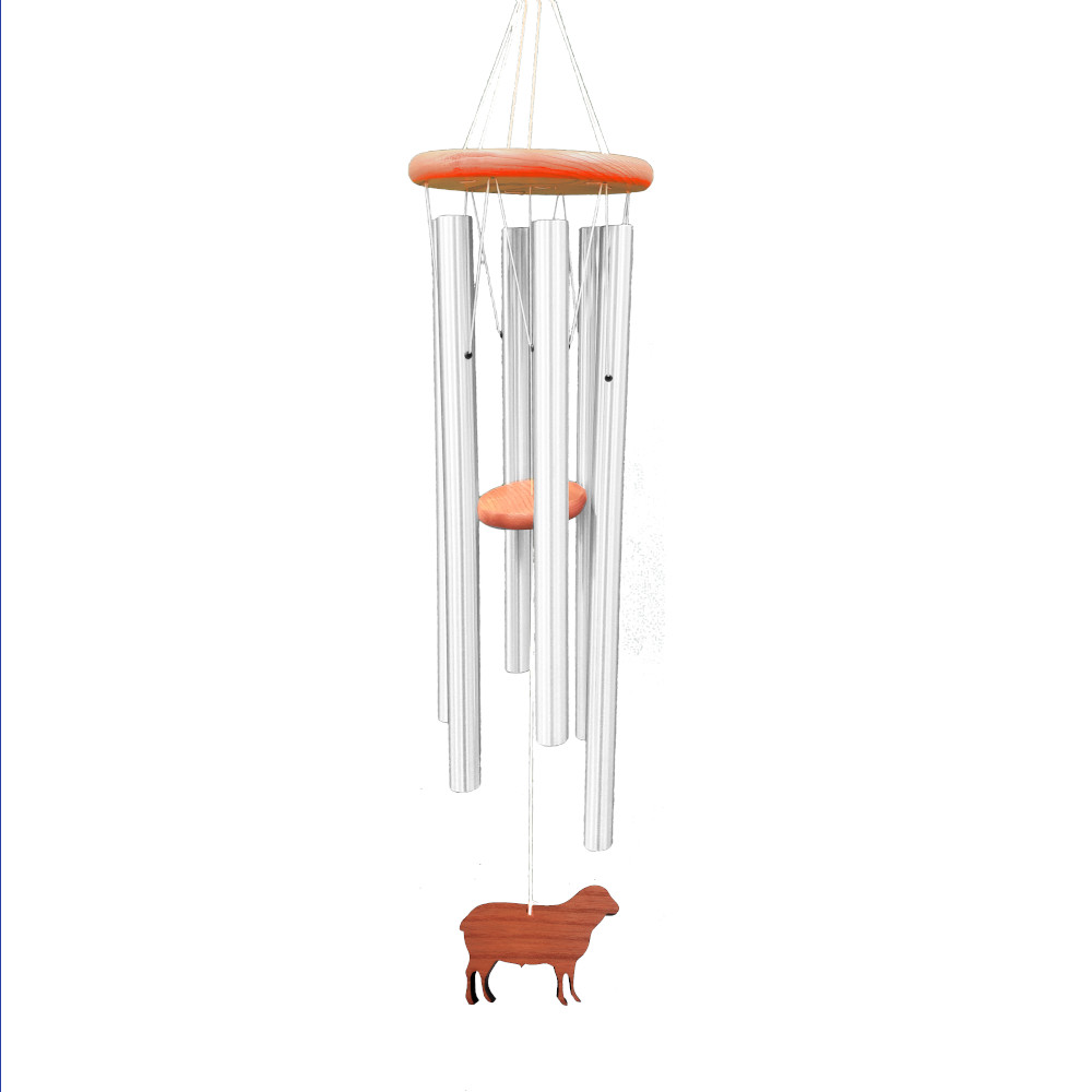 Amazing Grace Silver 40 Inch Wind Chime - Engravable Sheep Sail