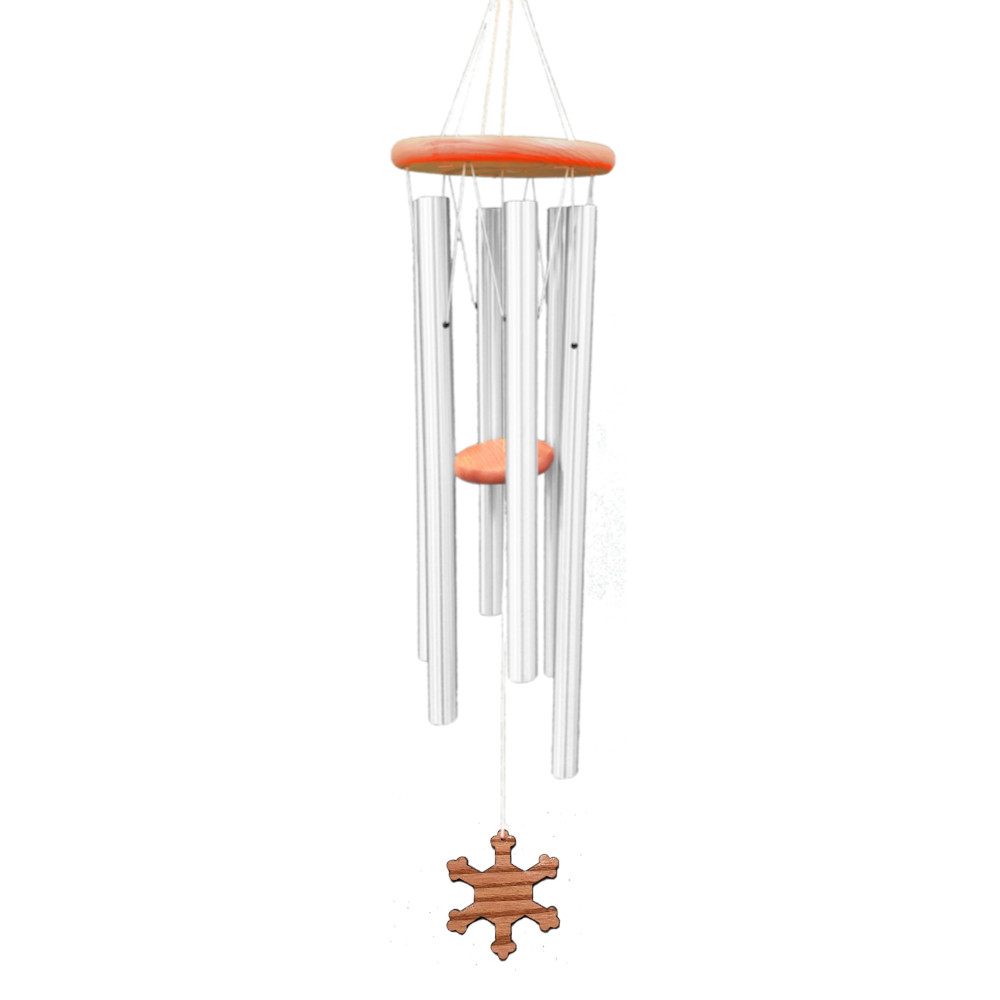 Amazing Grace Silver 40 Inch Wind Chime - Engravable Snowflake Sail