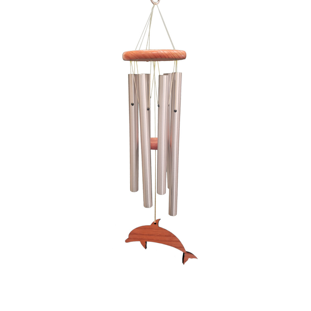 Amazing Grace 25 Inch Silver Wind Chime - Engravable Dolphin Sail