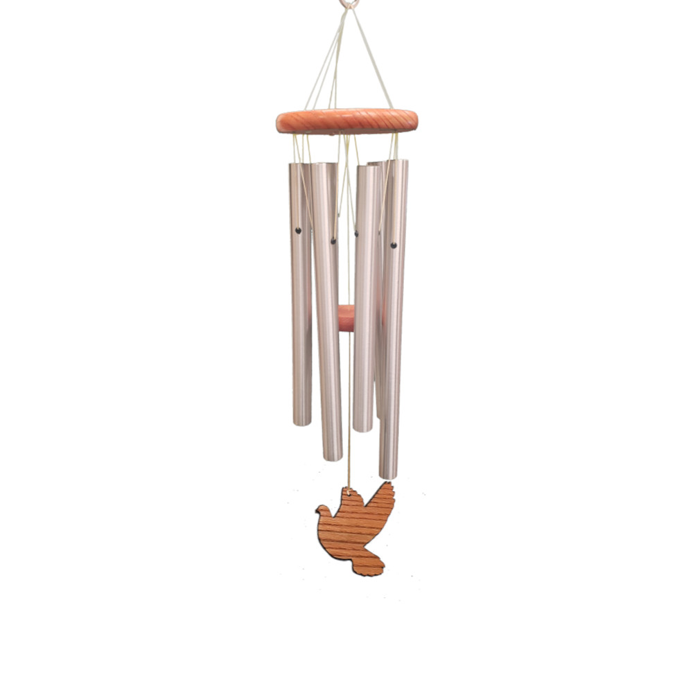 Amazing Grace Silver 40 Inch Wind Chime - Engravable Dove Sail