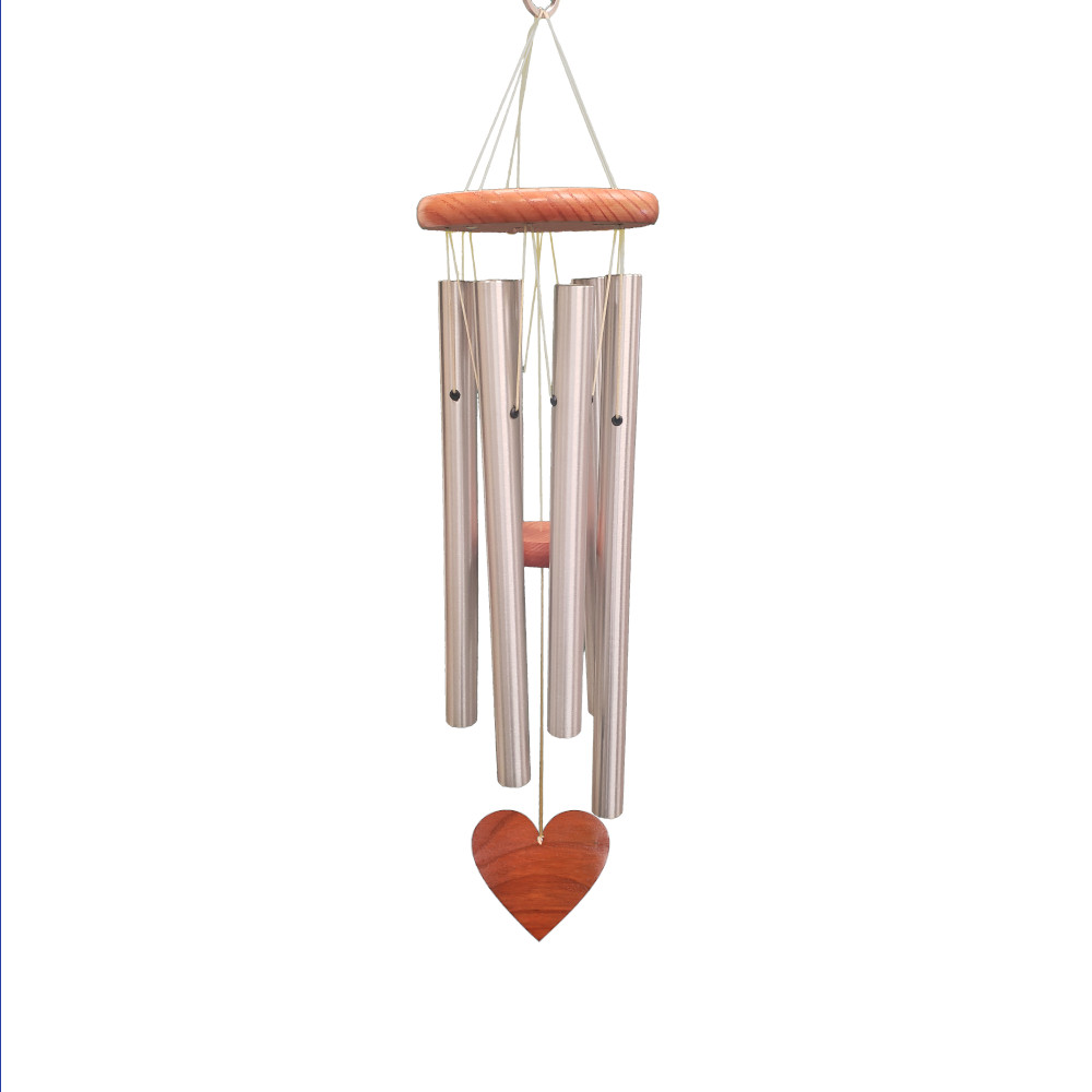 Amazing Grace Silver 40 Inch Wind Chime - Engravable Heart Sail