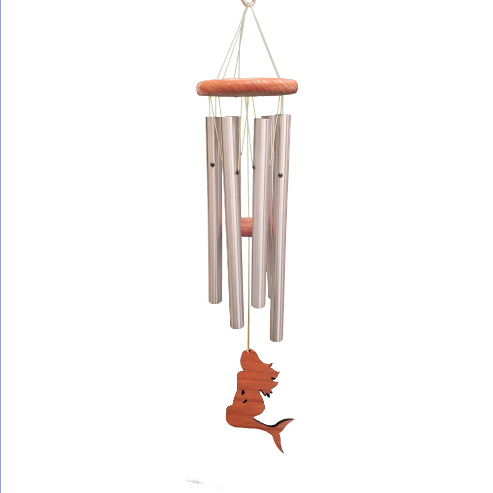 Amazing Grace 25 Inch Silver Wind Chime - Engravable Mermaid Sail