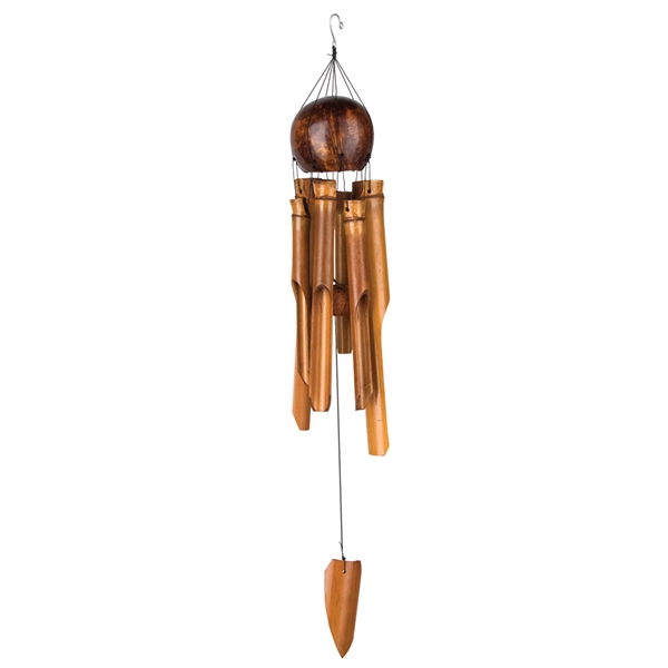 Woodstock Percussion 32 Inch Asli Arts Bamboo Wind Chime Half Coconut Medium