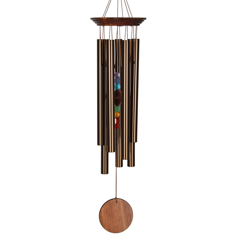 Woodstock 7 Stone Bronze Chakra Wind Chime - Engravable Sail