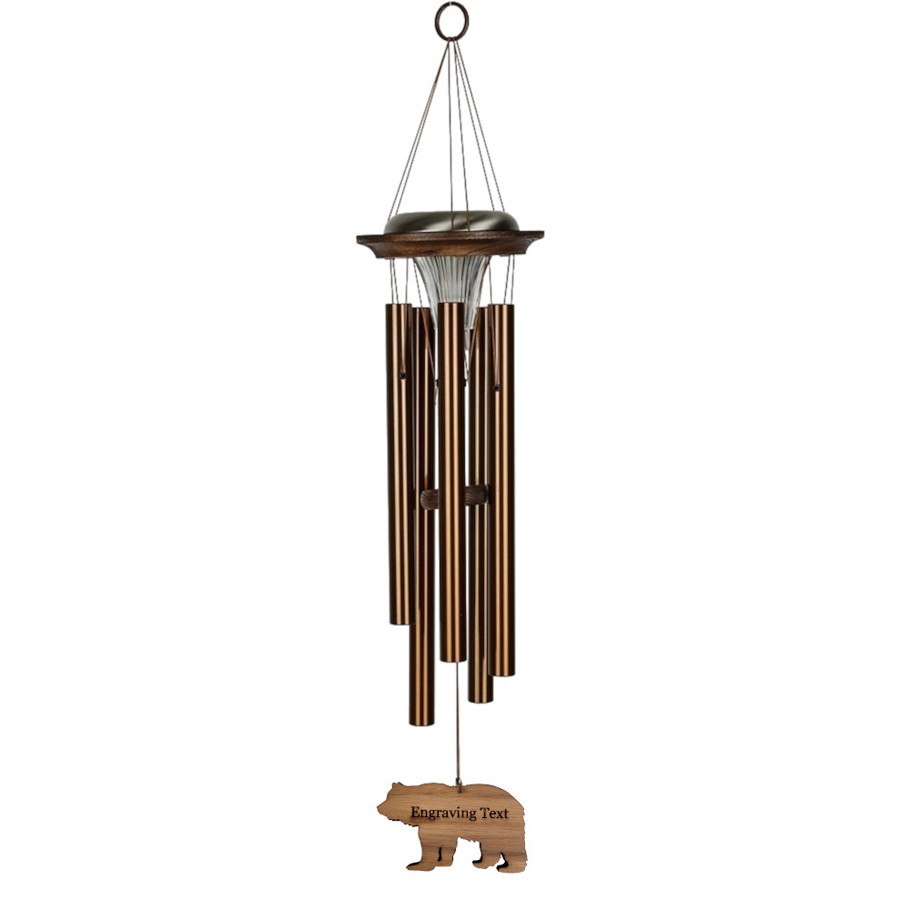 Moonlight Solar Chime 29 Inch Wind Chime - Engraveable Bear Sail - Bronze