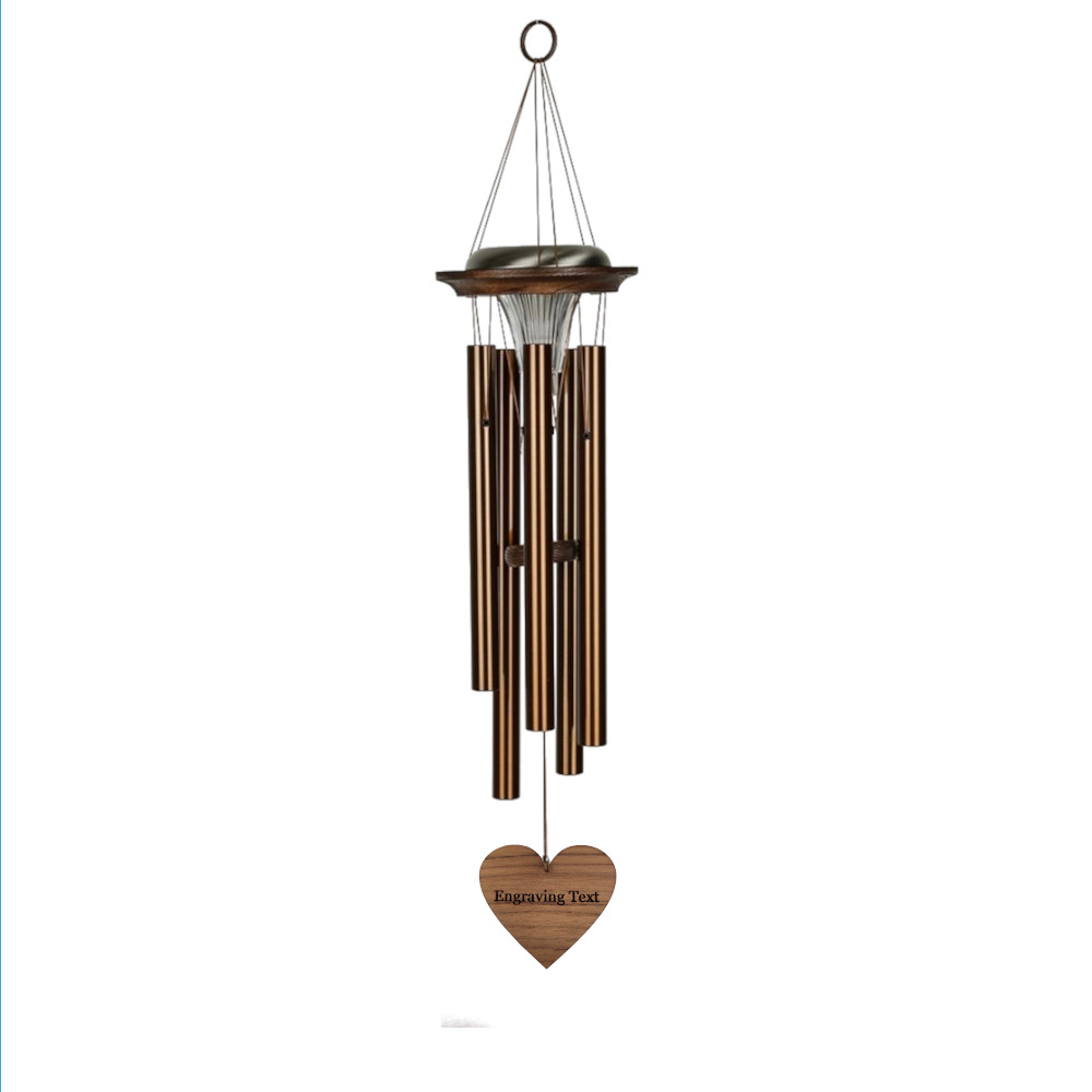 Moonlight Solar Chime 29 Inch Wind Chime - Engraveable Heart Sail - Bronze