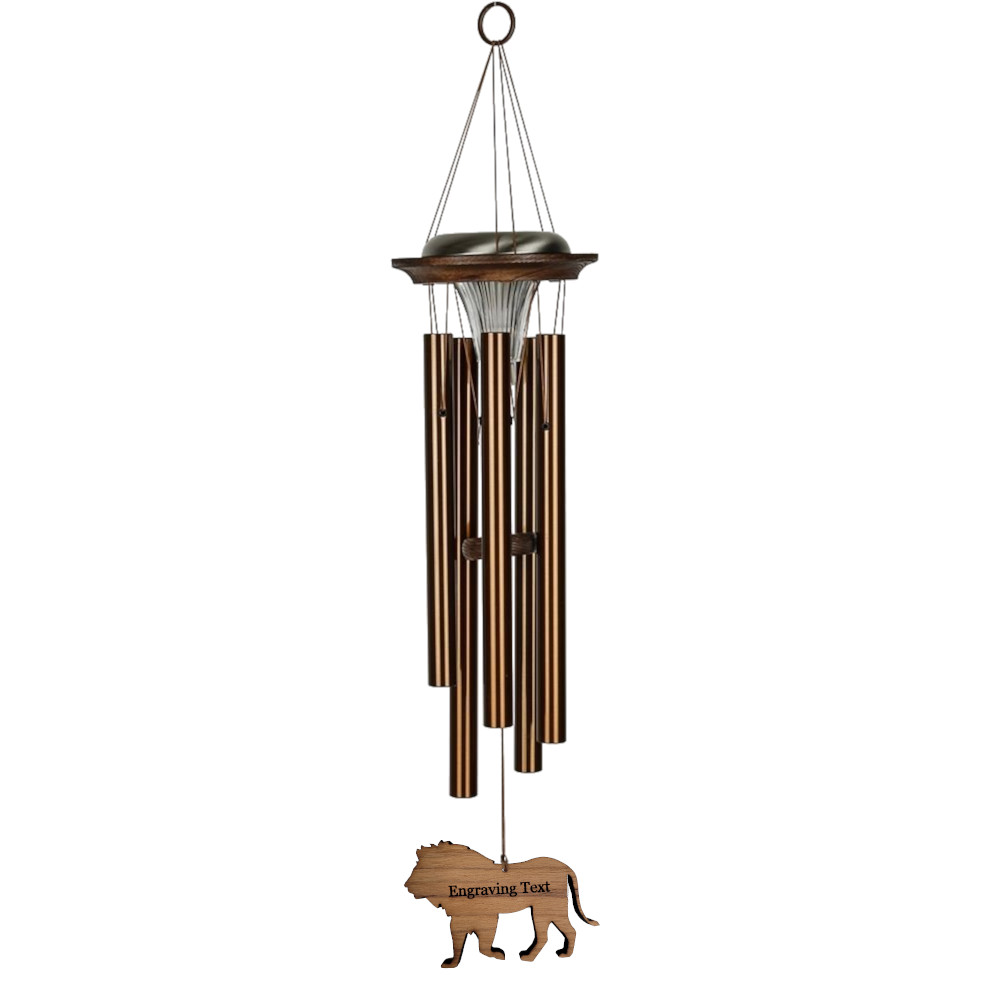 Moonlight Solar Chime 29 Inch Wind Chime - Engraveable Lion Sail - Bronze